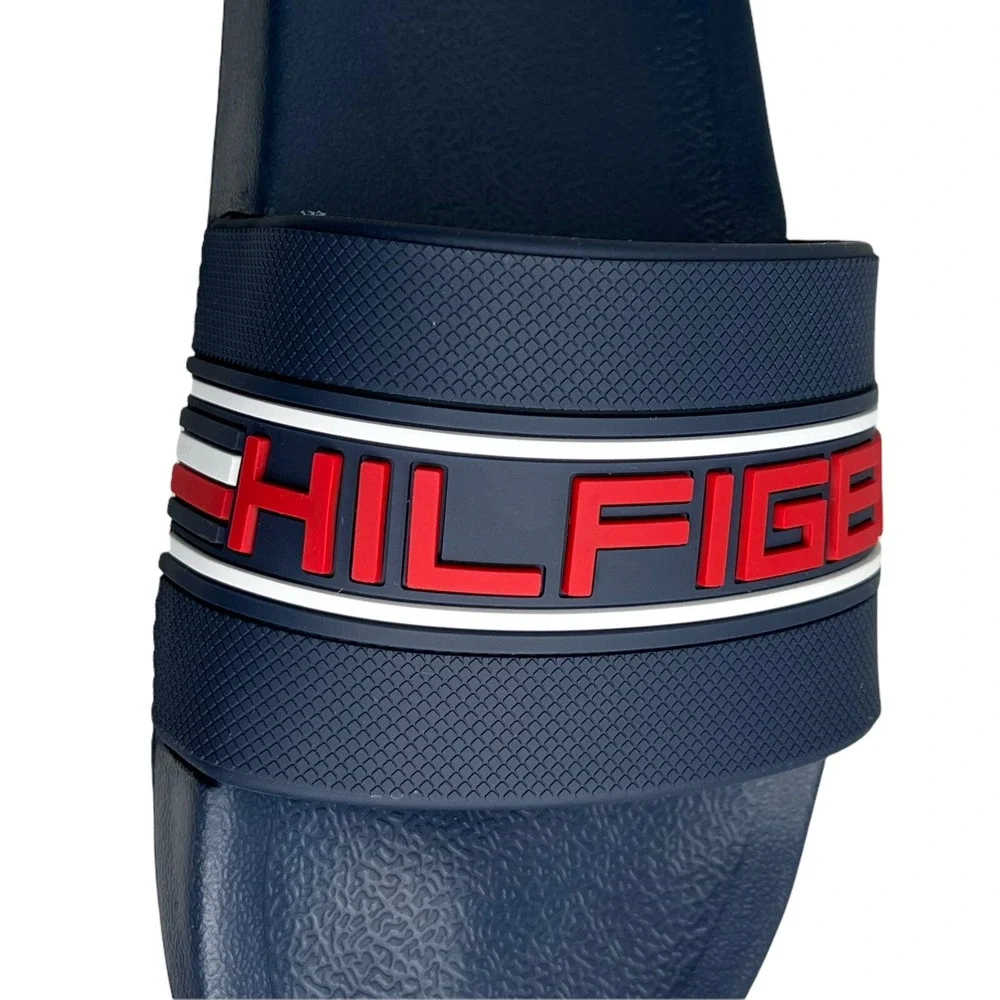 Tommy Hilfiger Mens ETTO Slide Sandals Size 11 Navy Blue Red Comfort Lightweight